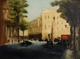 Anthony Robert Klitz, London Street Scene, oil on canvas board