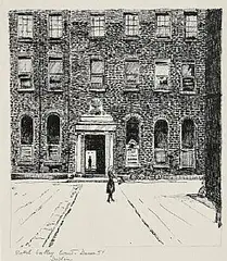 Flora Mitchell, Dame Street, Dublin, pen and ink on paper
