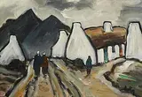 Markey Robinson, Shawlies Heading Home, gouache on board