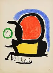 El Tapis de Tarragona by Joan Miro Spanish, 1970, lithograph in colours - on Guarro paper - from a limited edition of 200, sold Sep 2026