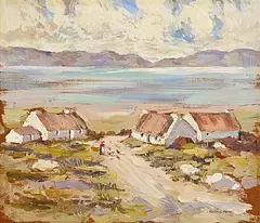 Gladys Maccabe, Feeding the Hens, oil on board