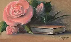 Eileen Meagher, Roses with Book, 1999, pastel on card