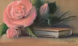 Eileen Meagher, Roses with Book, 1999, pastel on card