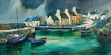 J.P. Rooney, Roundstone Harbour, oil on board