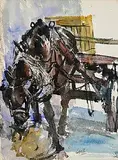 Kenneth Webb, Horse and Cart, watercolour on paper