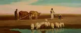 Frederick Goodall R.A, Resting the Yoked Oxen, oil on canvas