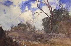 Robert Burns, The Hill Road at Moonlight, watercolour on paper