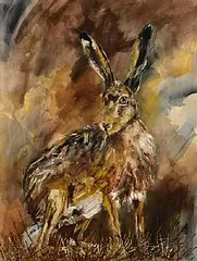 Michael Smyth, Hare, oil and mixed media on board