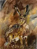Michael Smyth, Hare, oil and mixed media on board