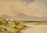 William Bingham McGuinness, Gathering the Seaweed, watercolour on paper
