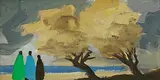 Markey Robinson, Shawlies by the Shore, gouache on card