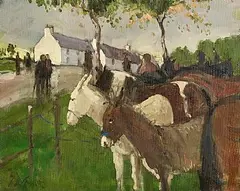 John Connery, Donkeys at Ballinasloe, 2004, oil on canvas