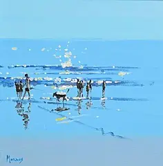 John Morris, Summer Beach, acrylic on board