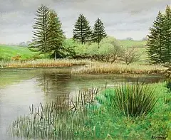 Eugene Conway, River, Castlecomer, mixed media