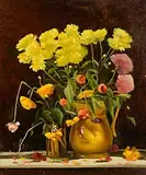 Therese McAllister, Still Life Flowers, oil on board
