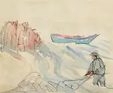 Nano Reid, Bringing In The Nets, watercolour and pencil on paper