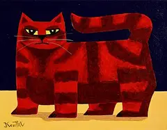 Graham Knuttel, Red Cat, acrylic on canvas