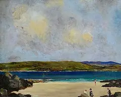 James Humbert Craig, On The Beach, Co. Donegal, oil on board
