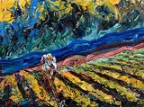 Liam O'Neill, Turning the Sod, oil on canvas