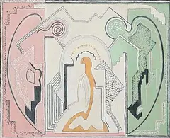 Mainie Jellett, Study for Fra Angelico/Annunciation, 1928, gouache and watercolour on card