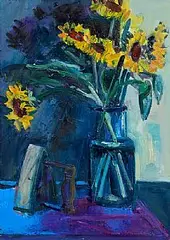 Brian Ballard, Sunflowers with Iron, 2024, oil on canvas