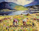 James S. Brohan, Cutting Turf, Connemara, oil on canvas