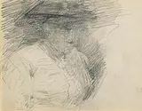 John Butler Yeats, Lady with Monocle, pencil on paper