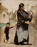 William Conor, Shawlie With Children, oil on canvas