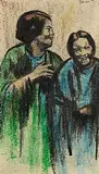 William Conor, Enjoying a Joke, wax crayon on paper