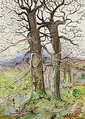 Pauline Bewick, Autumn Landscape, Co. Kerry, watercolour on paper