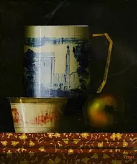Martin Mooney, Blue and White Jug on Red, 2008, oil on board