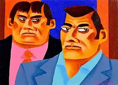 Graham Knuttel, Two Gangsters, oil on canvas