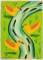 Graham Knuttel, Birds by the River, pastel on paper