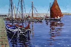 Ivan Sutton, Galway Hooker Festival, Kinvara Harbour, Co. Galway, oil on board