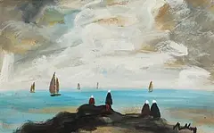 Markey Robinson, Watching the Boats, gouache on card