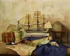 Robert Chailloux French, Still Life - Nautical Treasures, oil on canvas