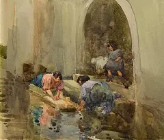 Washerwomen by Mildred Anne Butler, watercolour on paper, sold Jul 2026