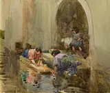 Mildred Anne Butler, Washerwomen, watercolour on paper