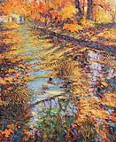 Norman Teeling, Swimming on the Dodder, oil on board