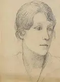 Mainie Jellett, Portrait of a Lady, pencil on paper