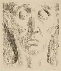 Colin Middleton, Head Study, charcoal on paper