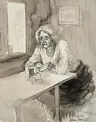 William Harrington, Katy Barry, Coal Quay, 1982, pen and wash on paper