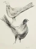 Christine Bowen, Border Birds, 1998, graphite and wax relief on paper