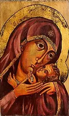 19th Century Continental School, Madonna and Child, tempera on wood