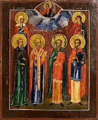 19th Century Russian Icon, Selected Saints, tempera on wood