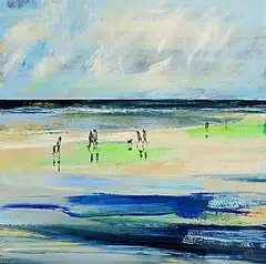Paula McKinney, Down by the Sea Shore, oil on board