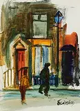 Seamus O'Colmain, Pembroke Street, Dublin, watercolour on paper