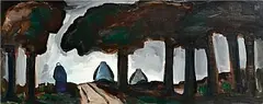 Markey Robinson, Along the Road, oil on board