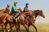 Peter Curling, Horses Exercising, oil on canvas