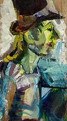May Guinness, The Entertainer, oil on canvas laid on board